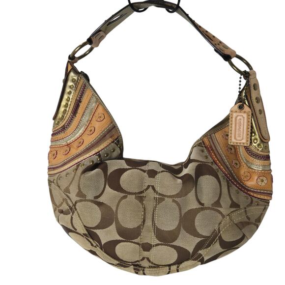 Limited Edition Coach Studded Signature Hobo Boho Shoulder Bag 2006 Prestine 932 - Picture 1 of 11